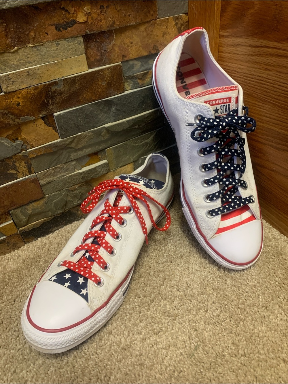 Converse men’s 10 woman’s 12 USA 250 patriotic flag Low Top Sneakers